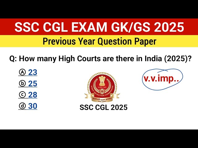 SSC CGL 2025 | SSC CGL previous year question paper | SSC CGL Exam GK questions | ssc cgl gk gs