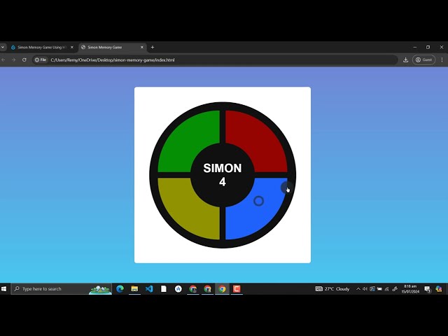 Simon Memory Game Using HTML, CSS and JavaScript with Source Code