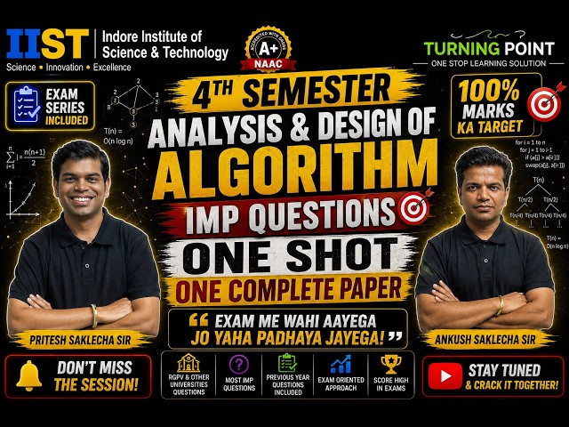 One Shot One Paper | Analysis and Design of Algorithms | All Units | Semester Exam | RGPV & others
