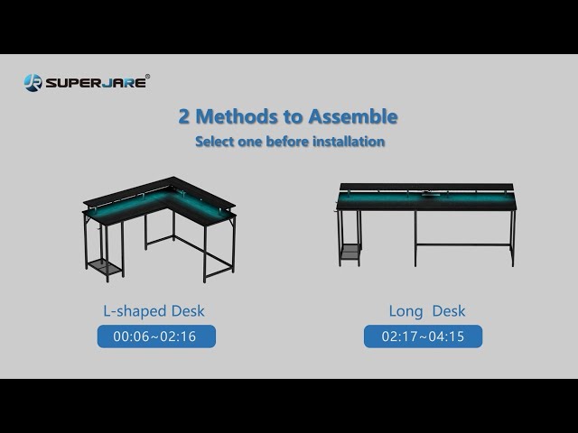 SUPERJARE Reversible Computer Desk (L-shaped & Long Desk) Installation Video