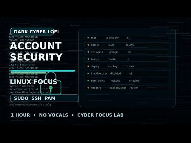 Dark Cyber Lofi for Linux User Account Security | 1 Hour Focus Music