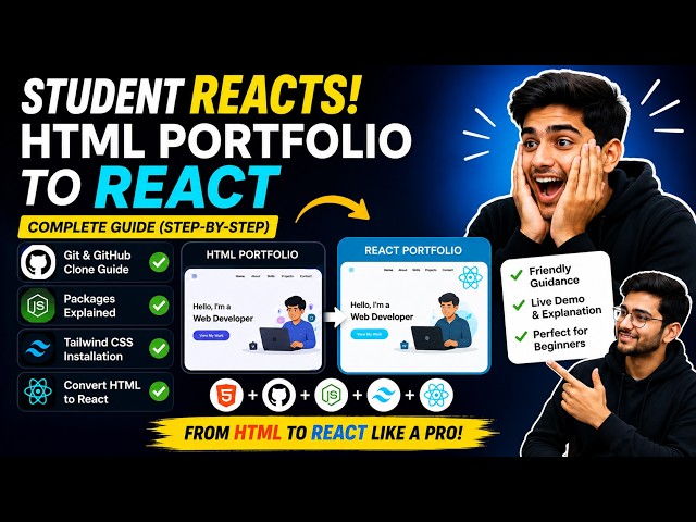 HTML Portfolio to React | Complete Beginner Guide (GitHub Clone + Tailwind CSS + Packages Setup)