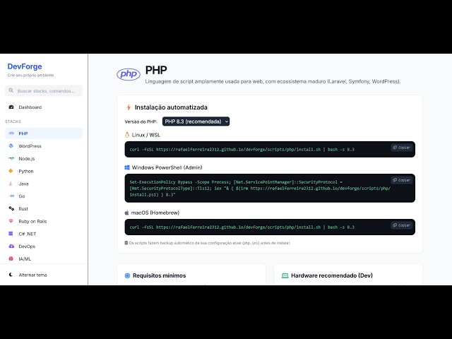 Guia DevForge: Configuração e Instalação de Ambiente PHP