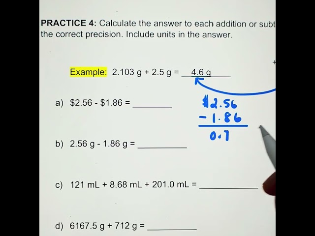Chem 602 Day 1 Adding and Subtracting with Sig Figs
