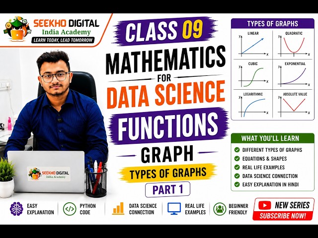 Mathematics for Data Science | Class 09 | Types of Graphs Part 1 | Linear, Quadratic & Cubic | Hindi