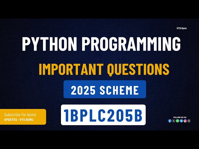 1BPLC205B Python Programming Important Questions | 1BPLC105B Important Questions | VTU Updates Exam