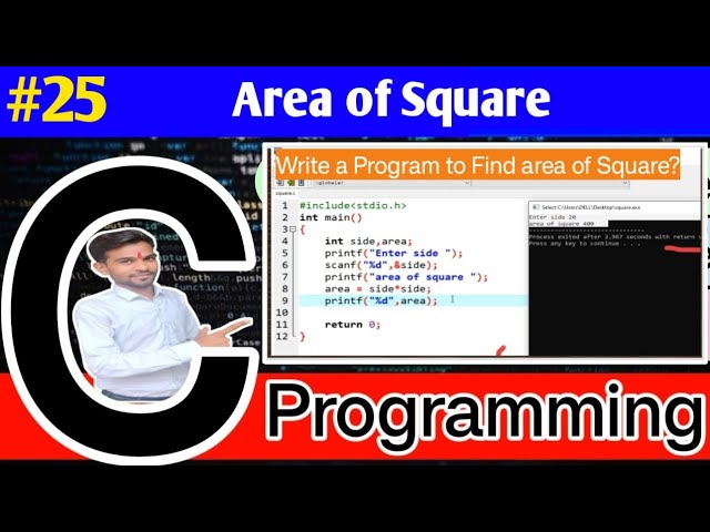 Area of square in C Language  || write a Program to find Area of Square #squre #clanguage