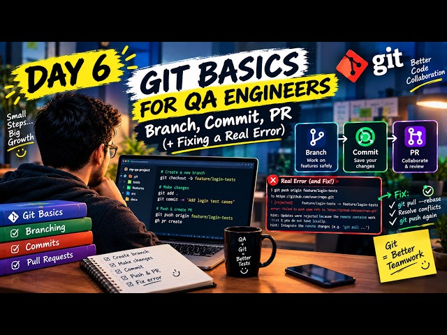 Git Basics for Automation Engineers — Branch, Commit, PR (+ Fixing a Real Error) Day 6