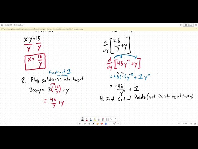 UCA MATH 1496 33240 Section 4.5 - Optimization