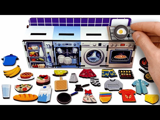Kitchen Sorting Game for Kids 🍎 discover Fridge, Stove and Dishwasher | kids discovering