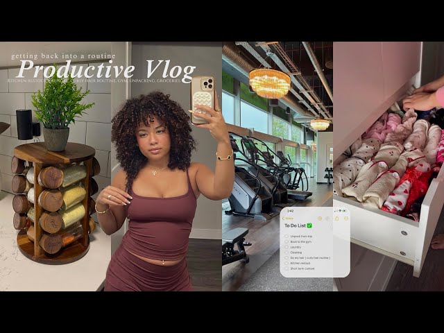 Productive Vlog 🫧 Getting back in Routine | Gym, Laundry, Kitchen Restock, Curly Hair Rt, BTS & more