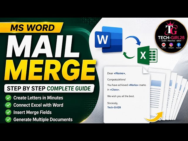 Mail Merge in MS Word | Excel to Word Mail Merge Step by Step Tutorial