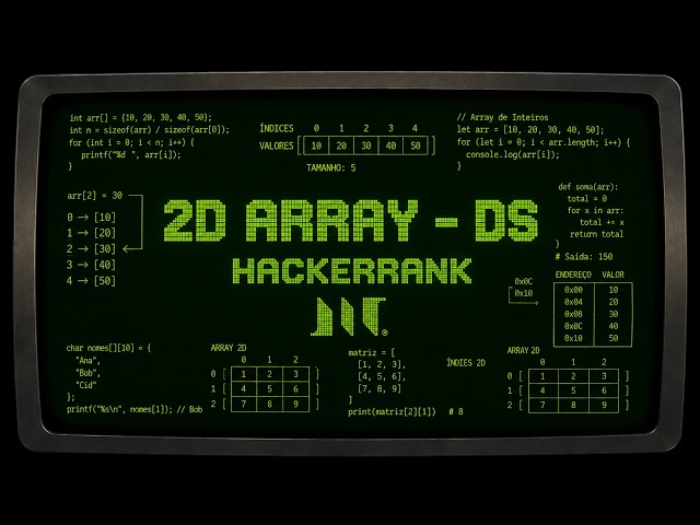 Matriz 2D e Hourglass: Como RESOLVER em uma entrevista? | HackerRank TypeScript, Python e Go