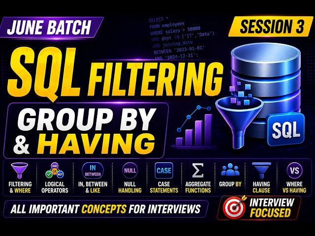 SQL Filtering, GROUP BY & HAVING Explained| June Batch DE Roadmap #2