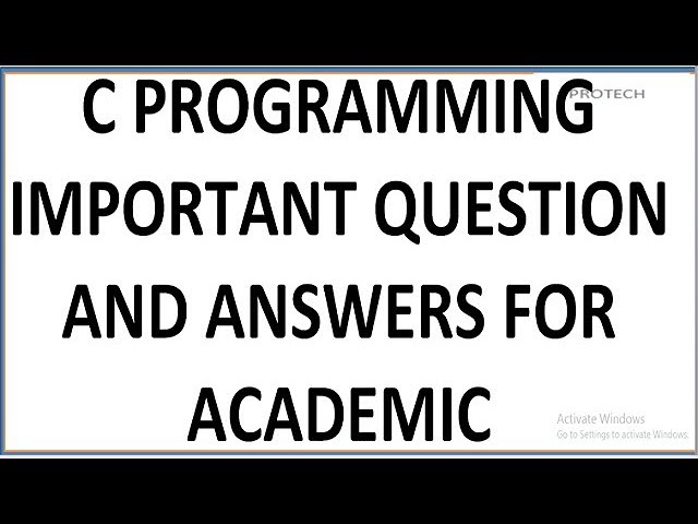 IMPORTANT IN C PROGRAMMING FOR ACADEMIC