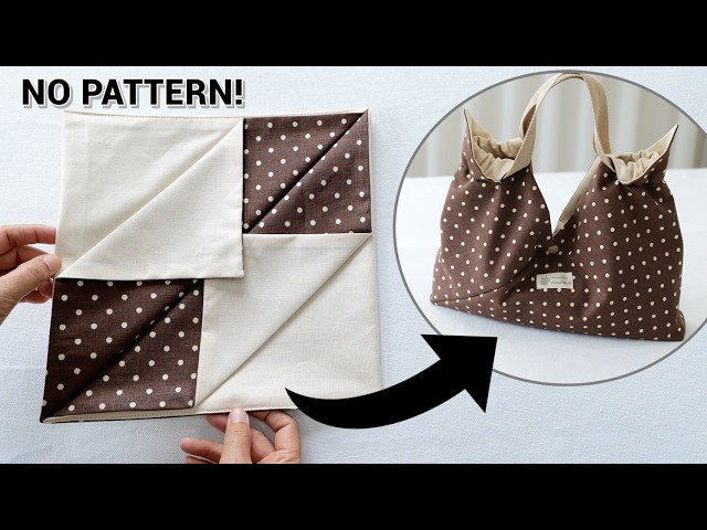 How Can Fabric Rectangles Turn Into This Beautiful Bag? Just Fold & Sew!