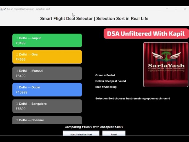 Smart Flight Deal Selector ✈️ | Selection Sort in Real Life | Java Swing GUI Project #DSA #shorts