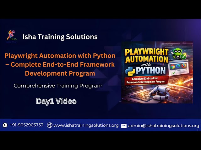 Playwright Automation with Python Day1 Video On 21st Jan 2026.Call/WhatsApp on 90529 03733 to Enroll