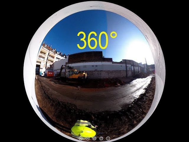 Bagger Baustelle mit der Theta V 360 Grad