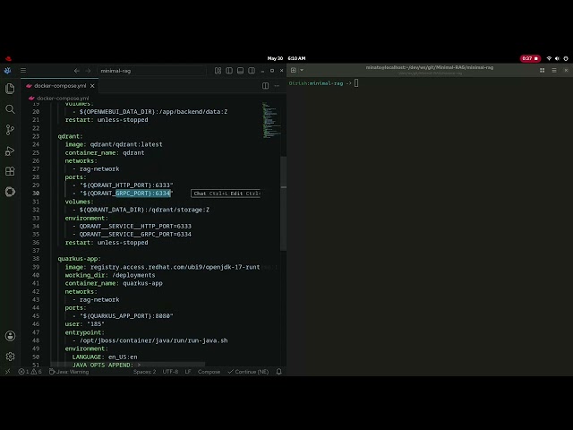 Naive-RAG using Quarkus - Docker compose file