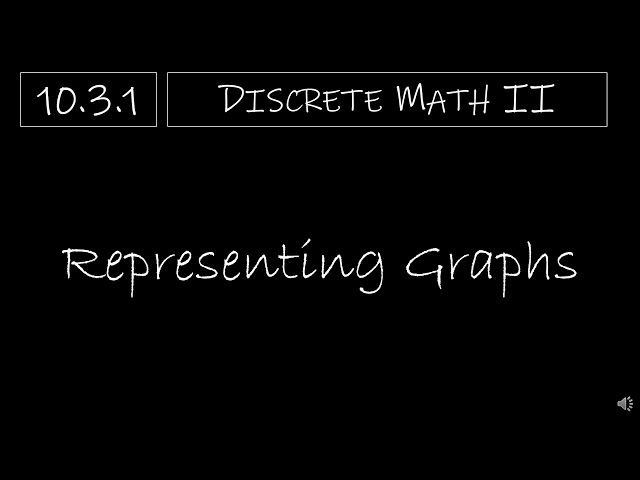 Discrete Math II - 10.3.1 Representing Graphs