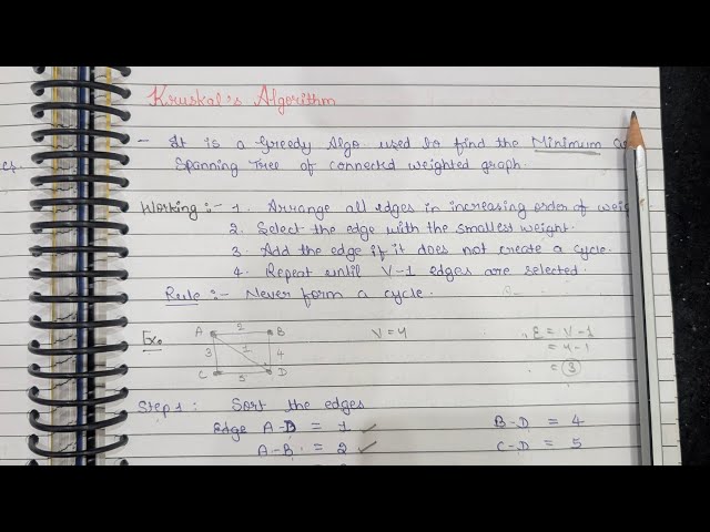 Lec 8 || Kruskal Algorithm to find Minimum Cost Spanning Tree (MST) | Analysis & Design of Algorithm