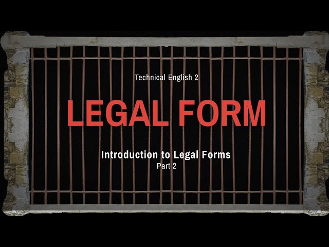 Legal Form | Introduction to Legal Form (part 2) 