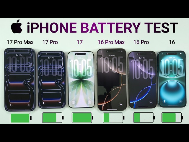iPhone 17 Pro Max vs 17 Pro vs 17 vs 16 Pro Max vs 16 Pro vs 16 Battery Test | iOS 26.6 Battery Test