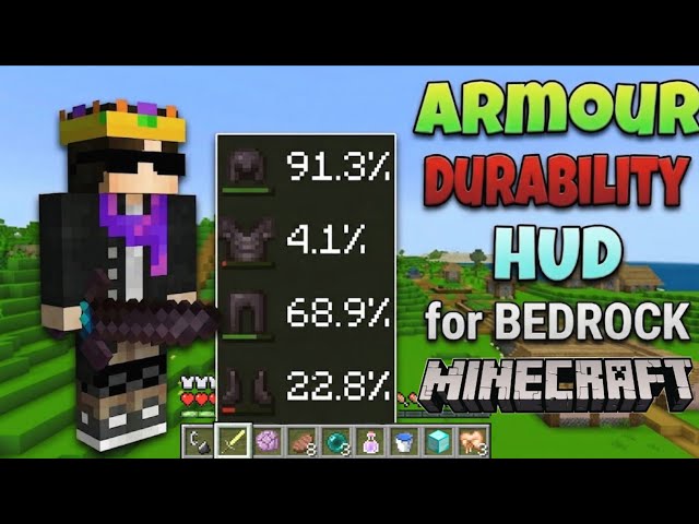Best Armor HUD Texture Pack For MCPE 1.21 | See Durability In-Game