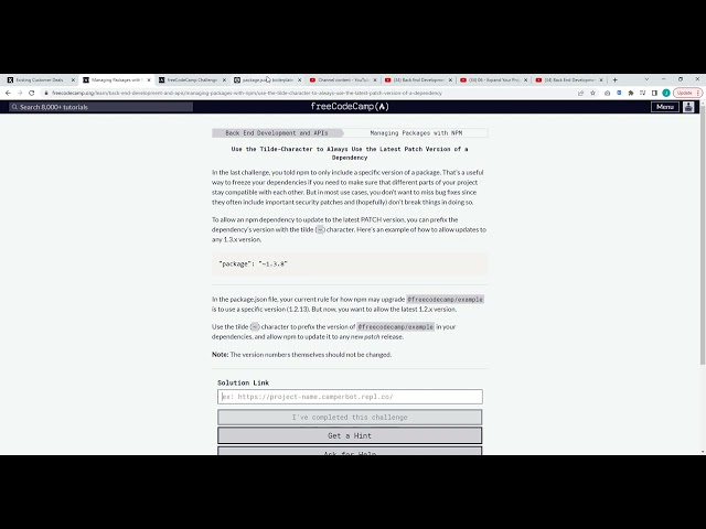 Back End Development and APIs Certification freeCodeCamp org Part 8 NPM Install