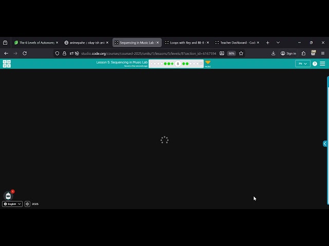 Sequencing in Music Lab #5   Course D 2025   Code org — Mozilla Firefox 2025 12 19 15 14 31