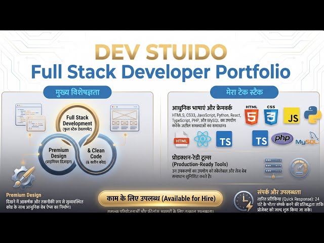 🚀 Full Stack Developer Portfolio | Build & Deploy with DEV STUIDO￼