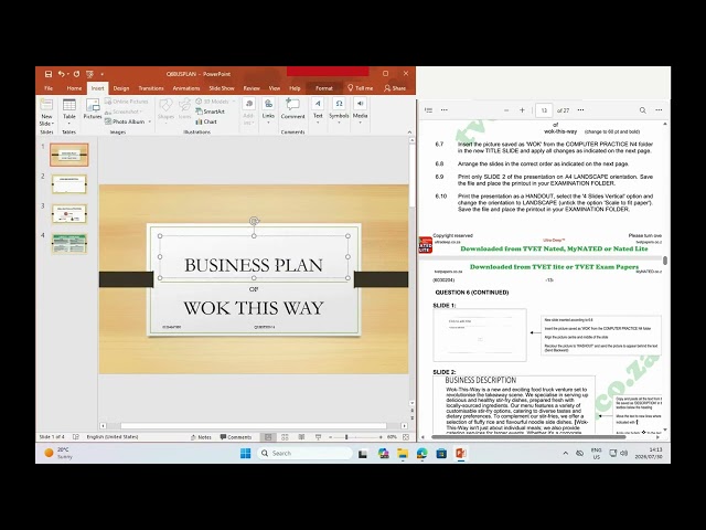 COMPUTER PRATICE N4 POWERPOINT BUSINESS PLAN JUNE 2026 QUESTION 6