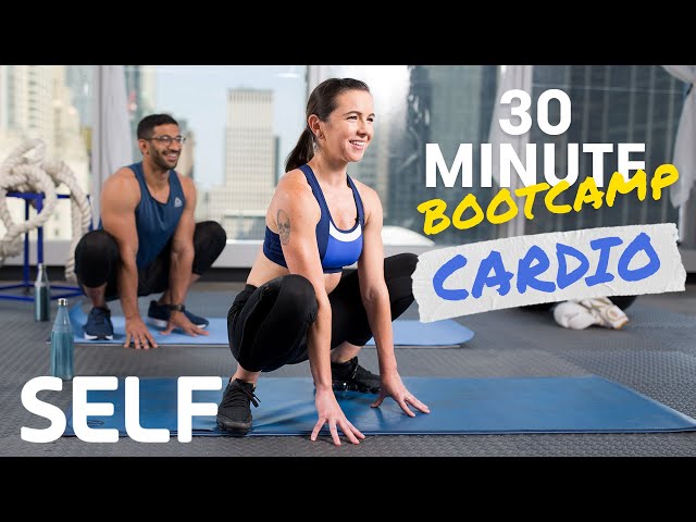 30 Minute Bodyweight Cardio Bootcamp Workout - No Equipment With Warm-Up & Cool-Down | SELF