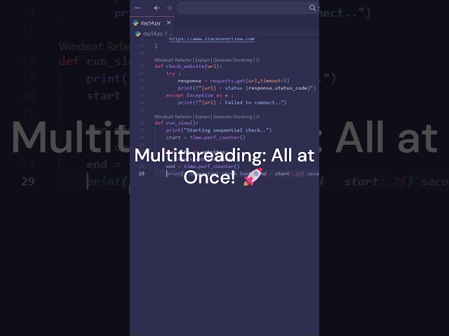 Python Multithreading  10x Faster! 🚀 #everydaypython #coding #programming