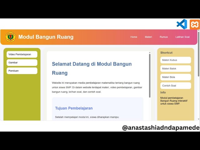 Tampilan Website Bangun Ruang – Belajar Bangun Ruang secara Interaktif