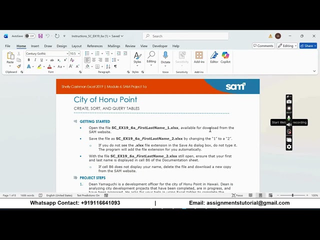 Shelly Cashman Excel 2019 | Module 6: SAM Project 1a City of Honu Point