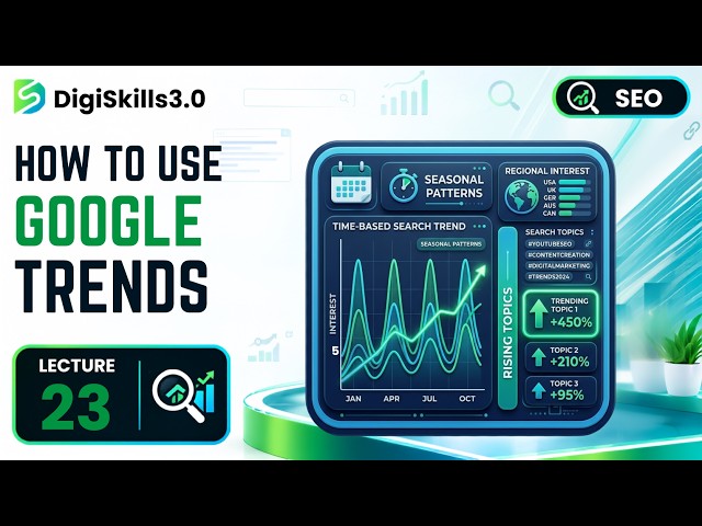 Google Trends: Spotting Seasonal Patterns & Rising Topics | SEO | Lec 23 | DigiSkills 3.0