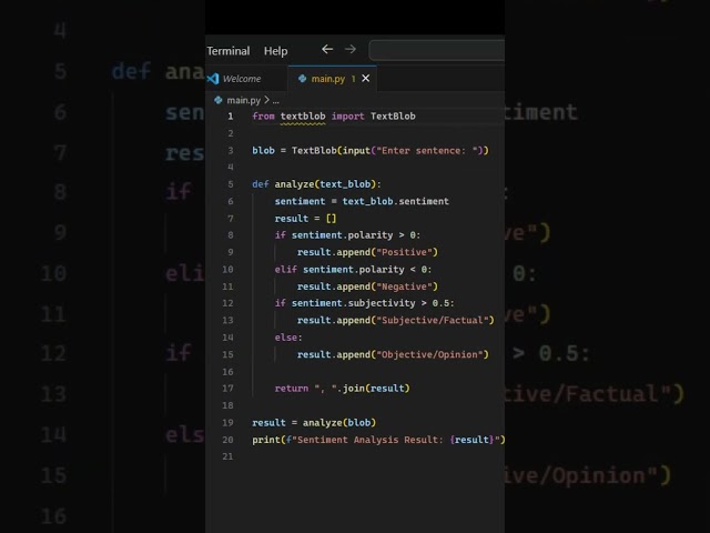 Python polarity and subjectivity checker in 20 seconds!  #python #words #coding #programming