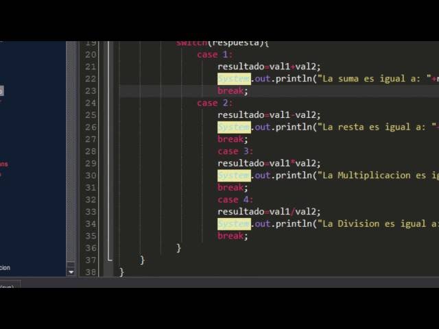 Curso Java Ejemplo: Programa que suma,resta,multiplica y divide con el uso de Switch