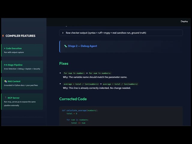 Agentic AI Compiler — Multi-Agent Python Debugger built with CrewAI, RAG & MCP