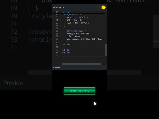 🧬 Identity Scan Button UI | Futuristic Hacker Style HTML + CSS #coding #programming #animation #hack