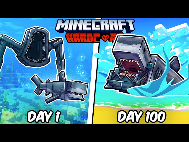 I Survived 100 Days as a MEGALODON in Hardcore Minecraft!