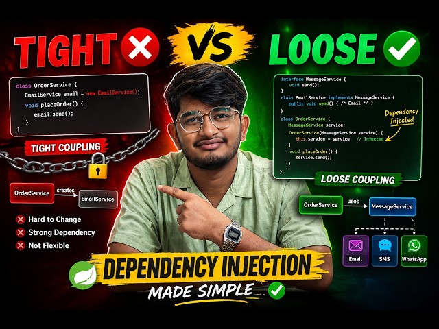 Tight vs Loose Coupling Explained 🔥 | Learn Dependency Injection Easily
