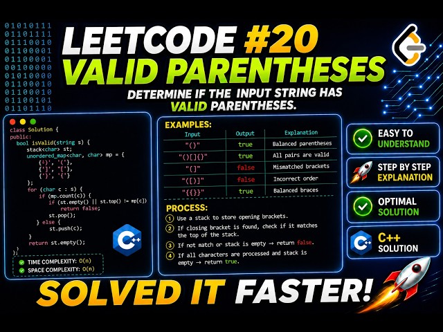 LeetCode 20 | Valid Parentheses | C++ Solution Explained | Stack Approach 🚀