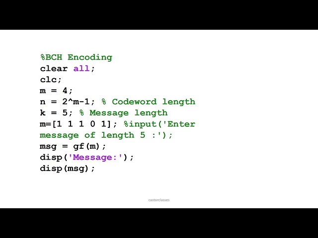 Matlab simulation of BCH code and decode