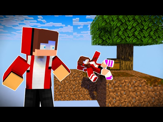 JJ & Sister Survive 24 HOURS on poor Skyblock island! Minecraft Animation JJ & Mikey