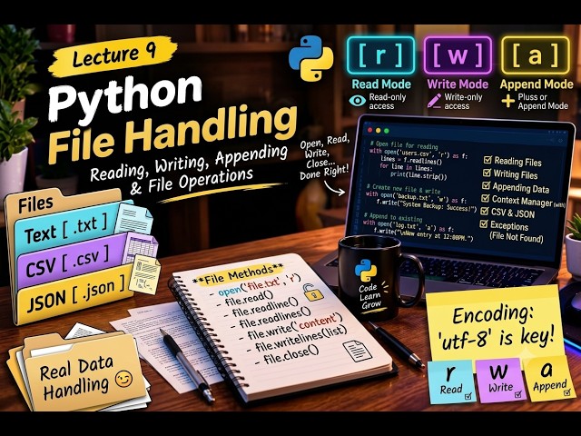Lecture 9: Python File Handling - Reading, Writing, Appending & File Operations