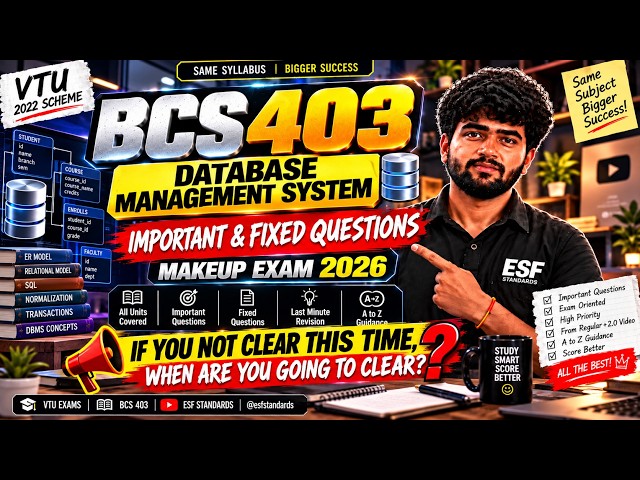 🔥BCS403 Database Management Systems |  Makeup Exam 2026 | Important & Fixed Questions | DBMS| VTU🔥