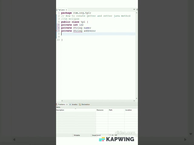 How to create getter and setter java method in eclipse #eclipse #java #coding #programming